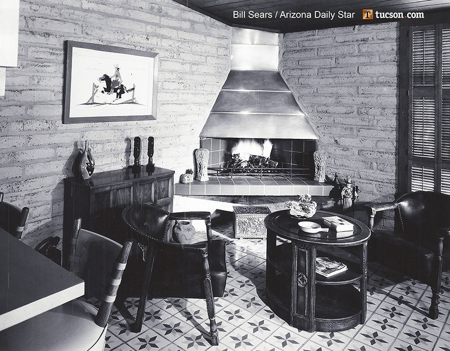 1963 Tucson home photos: A saguaro grows in their patio